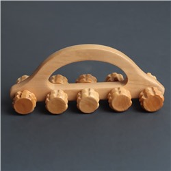 Массажёр «Гусеница», 18×5.5×8 см, 10 колёс, деревянный