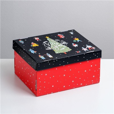 Коробка подарочная новогодняя складная Happy new year, 31×25.5×16 см, Новый год