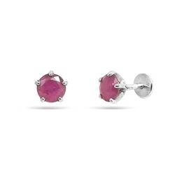 Серьги из серебра рубин корунд, Ю-25003р