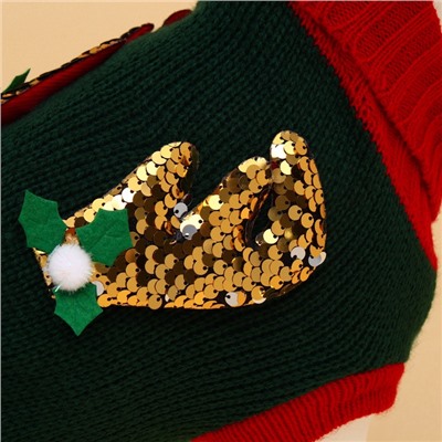 Свитер для животных «Рога удачи», размер XS (ДС 20 см, ОШ 17, ОГ 23-37), зелёный