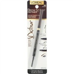 L'Oreal, Карандаш для бровей Brow Stylist Definer, сверхтонкий наконечник, оттенок 389 «Брюнет», 90 мг