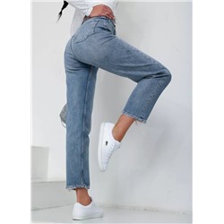 Женские джинсы МОМ с потертостями CRACPOT