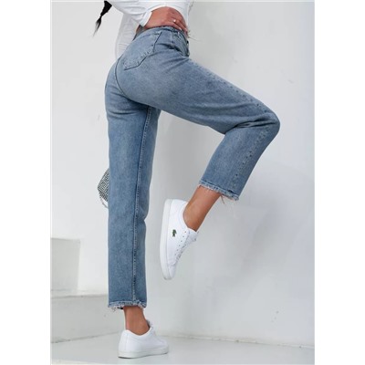 Женские джинсы МОМ с потертостями CRACPOT