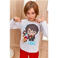 Пижама д/мал(фуфайка дл/рук, брюки) Juno AW21BJ627 Гарри Поттер красный/серый меланж