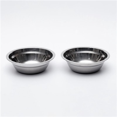 Набор из 2 мисок, 2×500 мл, на чёрной подставке, нержавеющая сталь