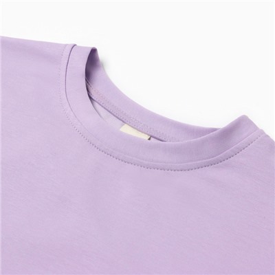 Футболка оверсайз с нашивкой женская MINAKU: One Most Brand, сиреневая, размер 46