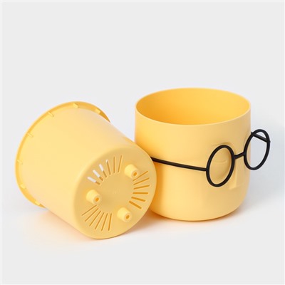 Кашпо для цветов со вставкой «Стив», 650 мл, d=11.5 см, h=10.5 см, жёлтое