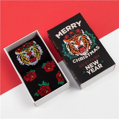 Носки женские KAFTAN «Merry Christmas», набор 2 пары, размер 36-39 (23-25 см)