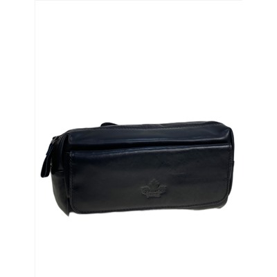 Сумка мужская на пояс из натуральной кожи, цвет черный