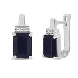 Серьги, 2 сапфир корунд октагон 6х8 мм/3.59 ct, Харден