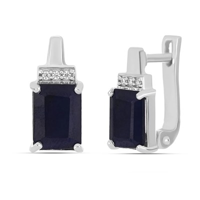 Серьги, 2 сапфир корунд октагон 6х8 мм/3.59 ct, Харден