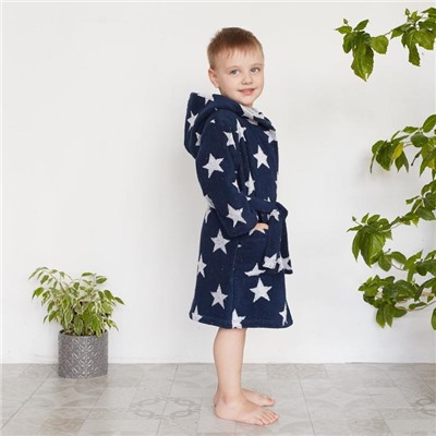 Халат махровый детский «Крошка Я. Звездочки», размер 28, синий