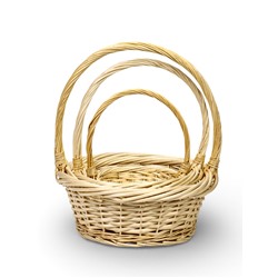 Корзина плетёная для хранения, лоза, с ручкой, светлая, набор 3 шт.