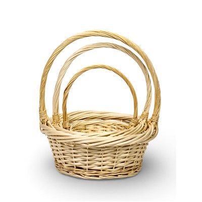 Корзина плетёная для хранения, лоза, светлая, набор 3 шт.