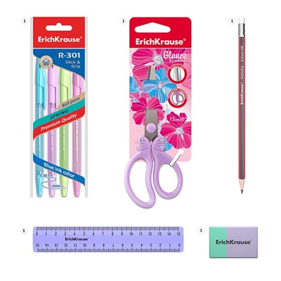 Набор настольный ErichKrause Mini Desk Pastel, 8 предметов, вращающийся, фиолетовый