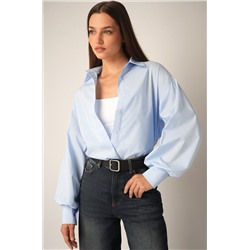 Женская удлиненная рубашка оверсайз с широкими рукавами Happyfox