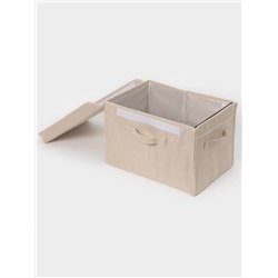 Короб стеллажный с крышкой LaDо́m, 38×26×24 см, бежевый, материал батист
