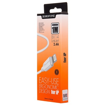 Кабель USB - Apple lightning Borofone BX14 12W 100см 2,4A  (white)