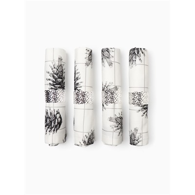 Набор салфеток сервировочных на стол «Этель» Christmas, 4 шт., белые, с декоративными кольцами, 45×45 см