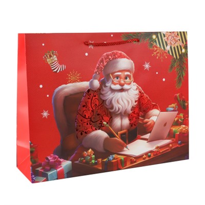 Пакет подарочный Новый год 39х30х11 / 1655-3 /уп 12/360/210г/м2