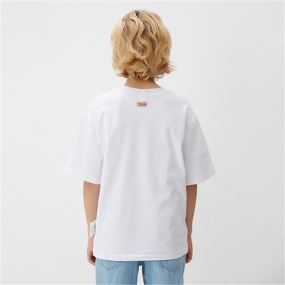 Футболка детская однотонная MINAKU: Basic line, белая, рост 116 см