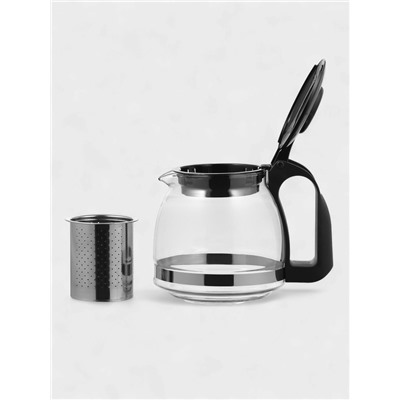 Заварочный чайник Доляна «Иллюзия», 700 мл, с металлическим ситом, стекло, чёрный