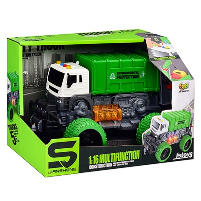 Машина "Мусоровоз Мега Сити" 1:16 (свет, звук) в коробке (зеленый)