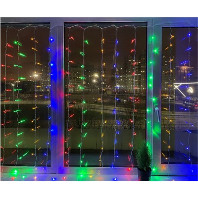 Гирлянда занавес микс,  3х3м, 220В, 480led, 8режимов