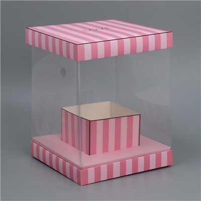 Коробка подарочная для цветов с вазой и пластиковыми окнами складная, упаковка, «Love», 23×30×23 см