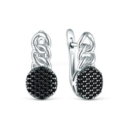 Серьги из серебра с чёрной шпинелью родированные 925 пробы С150107рч416