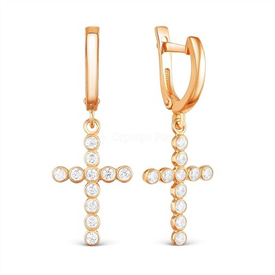 Серьги из золочёного серебра с фианитами 925 пробы 402012-947
