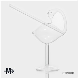 Бокал для коктейля Magistro «Лебедь», 170 мл, 7×20 см, с трубочкой, стекло, прозрачный