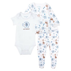 Комплект детский трикотажный для мальчиков: боди, кофточка, ползунки