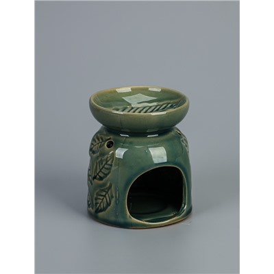 УЦЕНКА Аромалампа для эфирных масел керамика «Листья», морская лагуна, 9.5×9.5×10.8 см