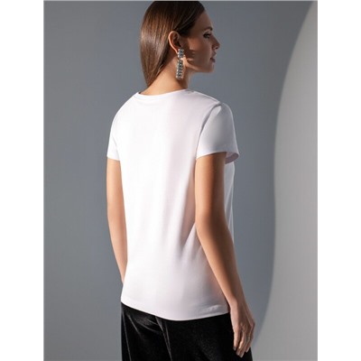 Нарядная футболка с принтом фольгой из премиального хлопка с эластаном