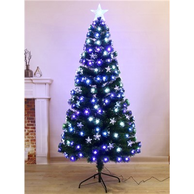 Ёлка светодиодная «Галактика» 180 см, диаметр нижнего яруса 90 см, 220 ПВХ веток, мигание, свечение белое/синие