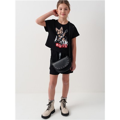 Комплект трикотажный для девочек: фуфайка (футболка), шорты