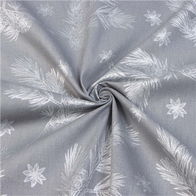 Скатерть новогодняя «Этель. Серебряные ветки», 110×149 см, 100% хлопок, саржа 190 г/м²