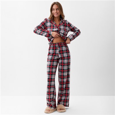 Пижама новогодняя женская (рубашка, брюки) KAFTAN Christmas time, размер 48-50
