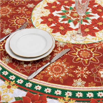 УЦЕНКА Скатерть Этель "Сказка в Новый Год" d=220 +/- 3см, хлопок 100%