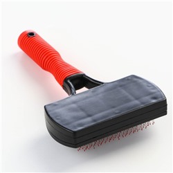 Пуходерка с каплей 10×17 см, прорезиненная ручка, чёрно-красная