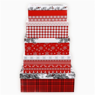Набор подарочных коробок 5 в 1 «Уютного Нового года», 22×14×8.5 ‒ 32.5×20×12.5 см