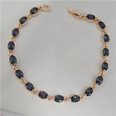 Браслет на руку ювелирная бижутерия коллекция "Дубай", вставка: фианиты, цвет: хамелеон, арт.414.085