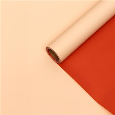 Пленка матовая для цветов и букетов, бежевый, красный, 0.58×10 м
