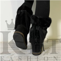 Женские унты, черные, войлочная подошва