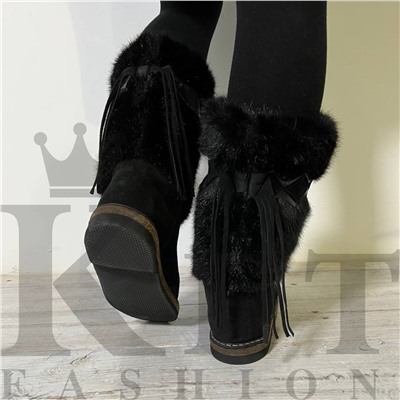 Женские унты, черные, войлочная подошва