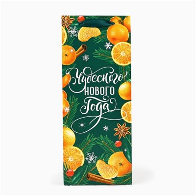 Пакет подарочный под бутылку треугольный «Новый год», 13×32×11 см