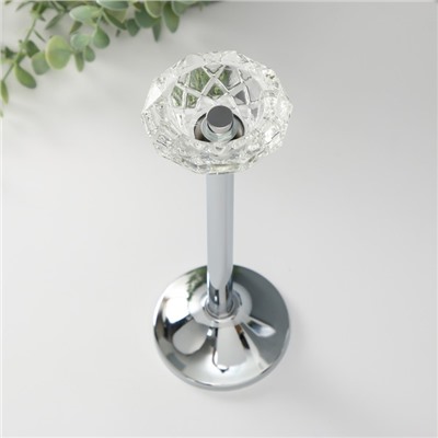 Подсвечник на 1 свечу «Кристальная чаша», d=5 см, под серебро, 9×9×27 см