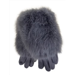 Утепленные женские перчатки с мехом , цвет  серый