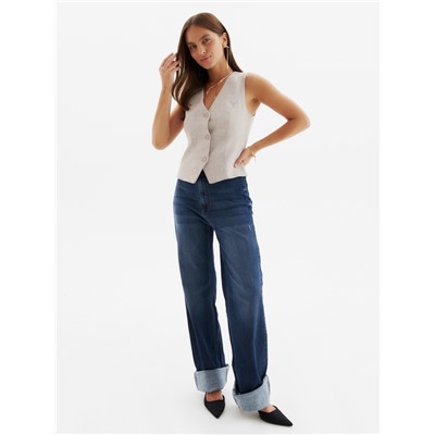 Жилет на пуговицах женский MIST, размер 48, бежевый